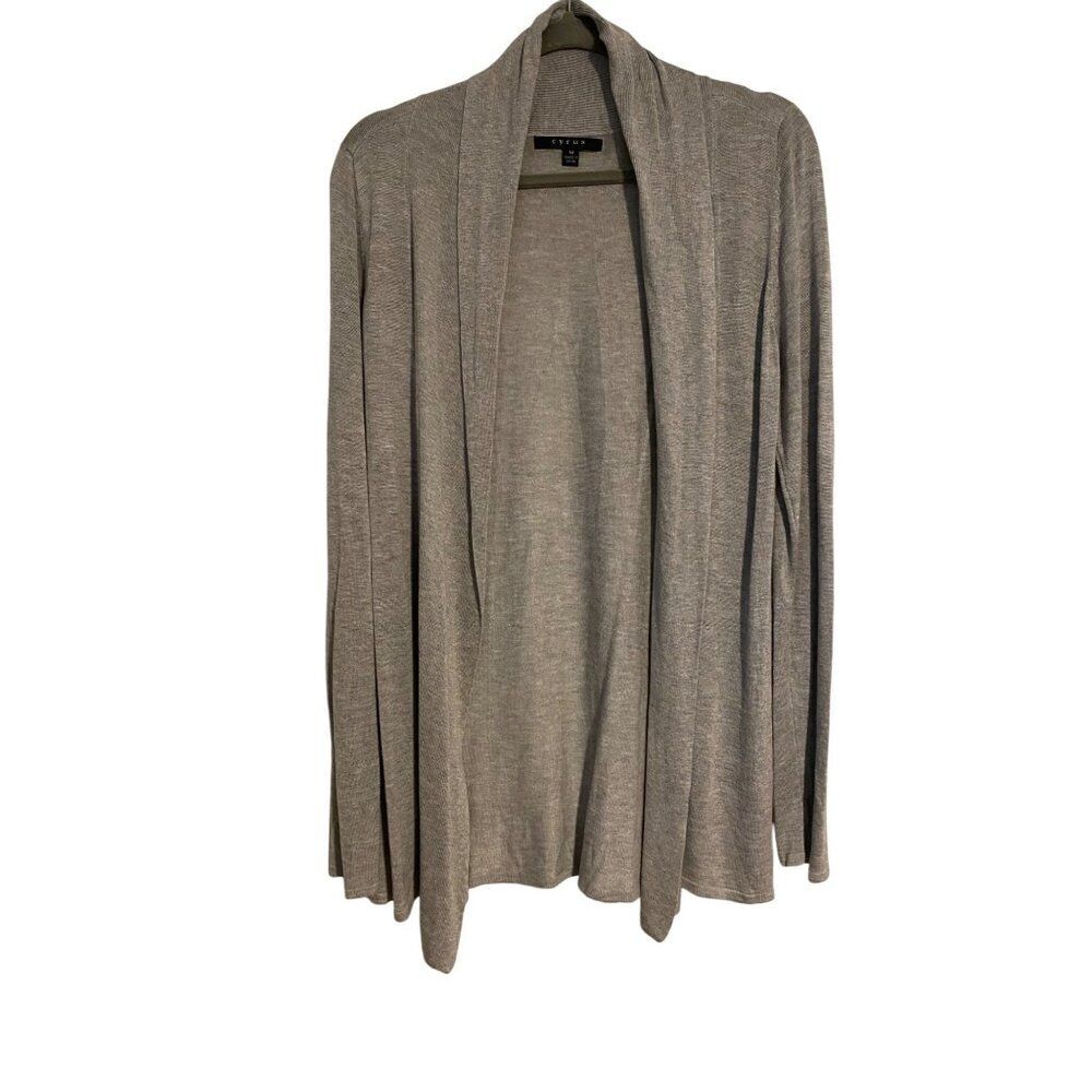 Cyrus Womens Gray Open Front Cardigan M Lightweight Sweater Office Lagenlook